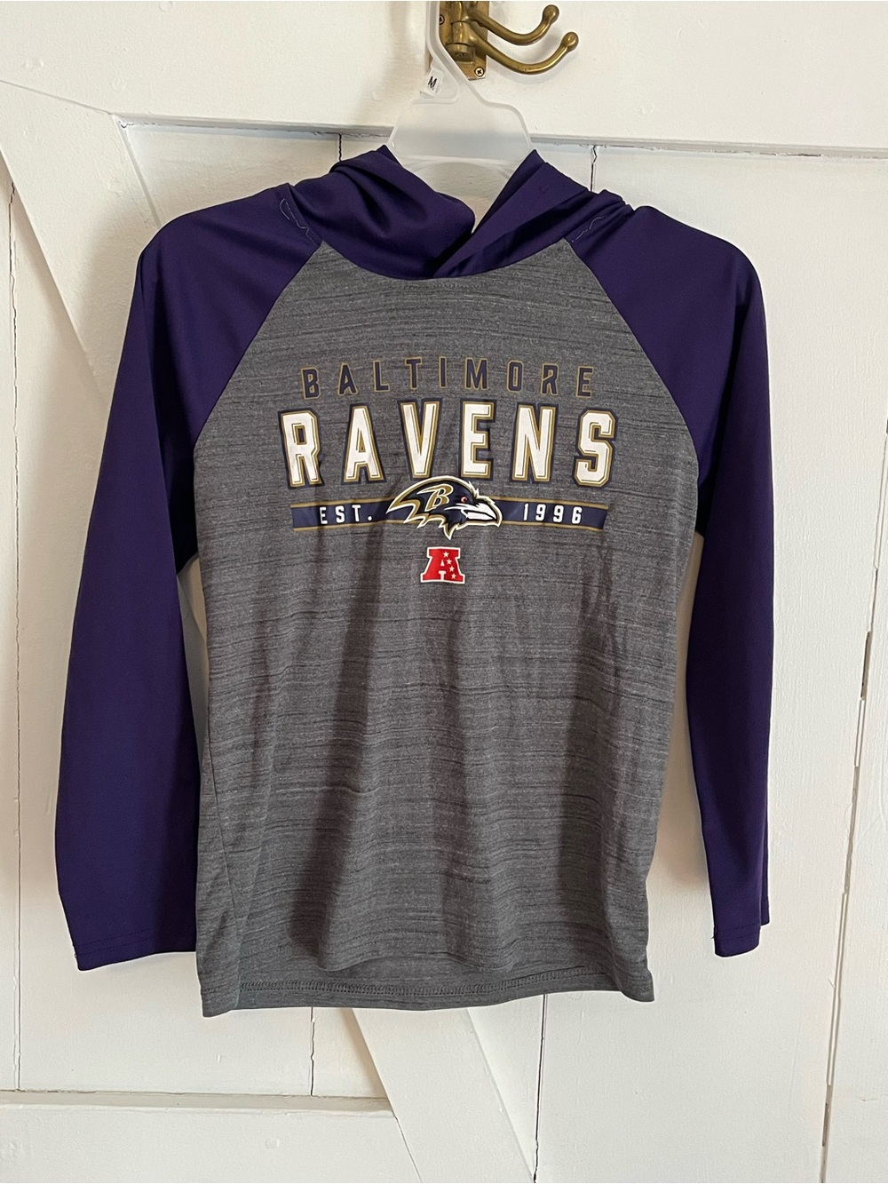 NFL Baltimore Ravens Kids Hooded Long-Sleeve Tee - Gray & Purple